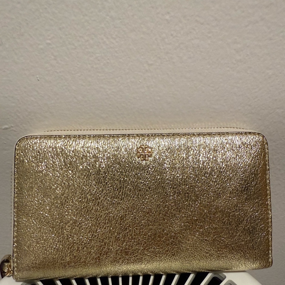 Tahari Metallic Gold Wristlet Clutch